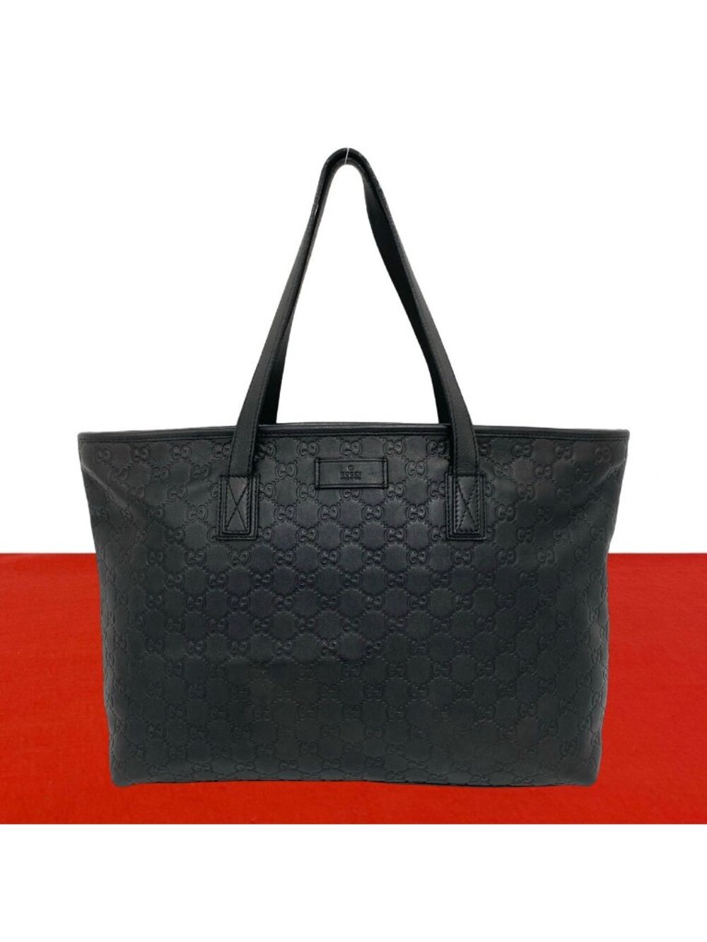 Gucci Guccissima Leather Tote Shoulder Bag Business Black